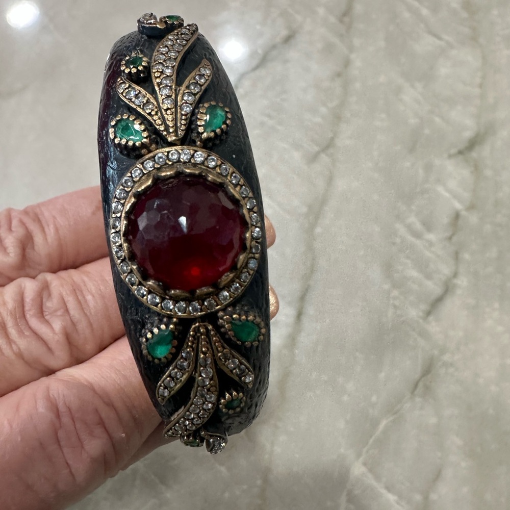 Elegant Red and Green Gemstone Bracelet